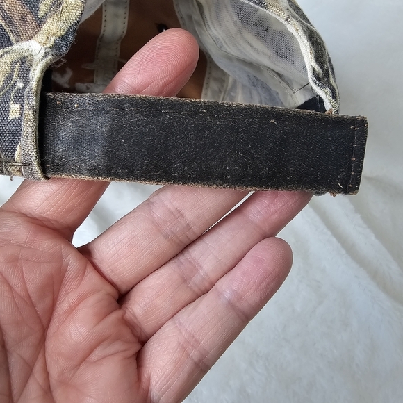 Ducks Unlimited Outdoor Cap Green Camo Ball Cap Hunting Brown Leather Mens Hat - Picture 9 of 10